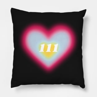 111 angel number heart aura colorful aesthetic Pillow