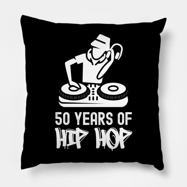 50 Years Hip Hop DJ Turntable 50th Anniversary Pillow by blackartmattersshop