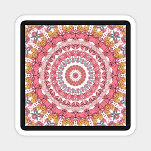 Flower and Hearts valentines and spring Kaleidoscope pattern (Seamless) 17 Magnet