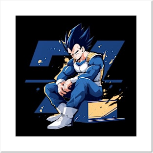 Vegeta Super Saiyan God Red / Blue Mash Up Poster, DBZ