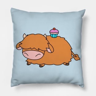 Cupcake Highland Cow Pillow