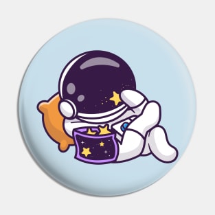 Cute Astronaut Chill With Eating Star Snack Cartoon Pin