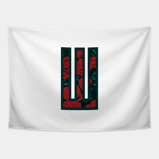 Modern Rose Floral Initial Name Alphabet - Letter W Tapestry