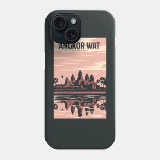 A Vintage Travel Art of Angkor Wat - Cambodia Phone Case