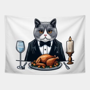 British Shorthair Cat Thanksgiving Tapestry