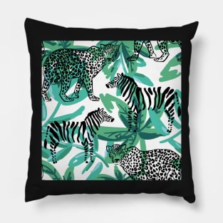 Tropical Safari Print Cheetah and Zebra Pillow