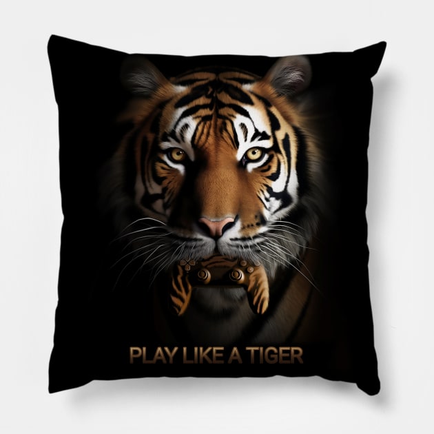 Game tiger Pillow by KIDEnia