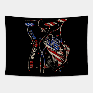 Red White and Bass American Flag Trout Fishing Fisherman Tapestry