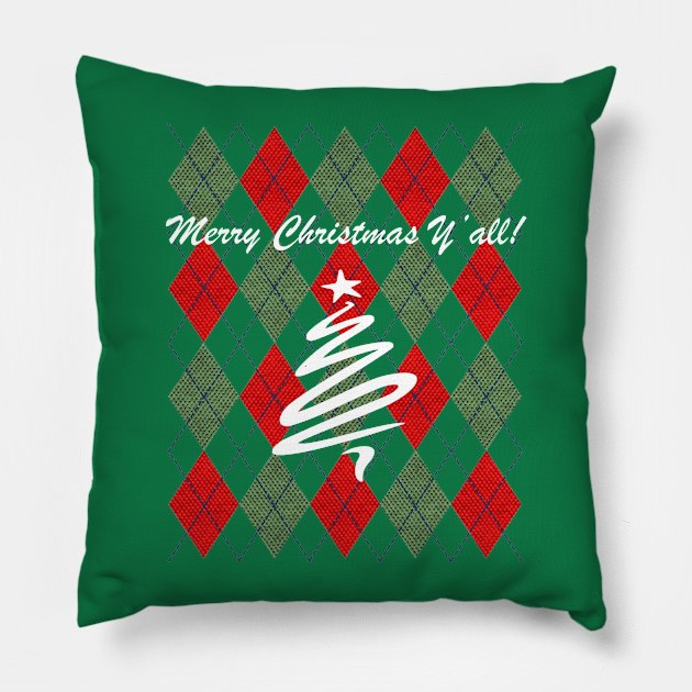 Merry Christmas Y'all Holiday Pillow by teesbyfifi