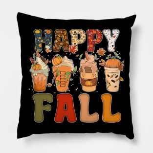 Happy Fall Y'all Autumn Halloween Pumpkin Spice Latte Pillow