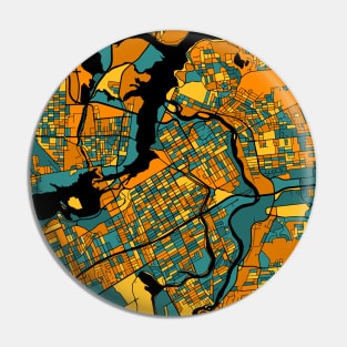 Ottawa Map Pattern in Orange & Teal Pin