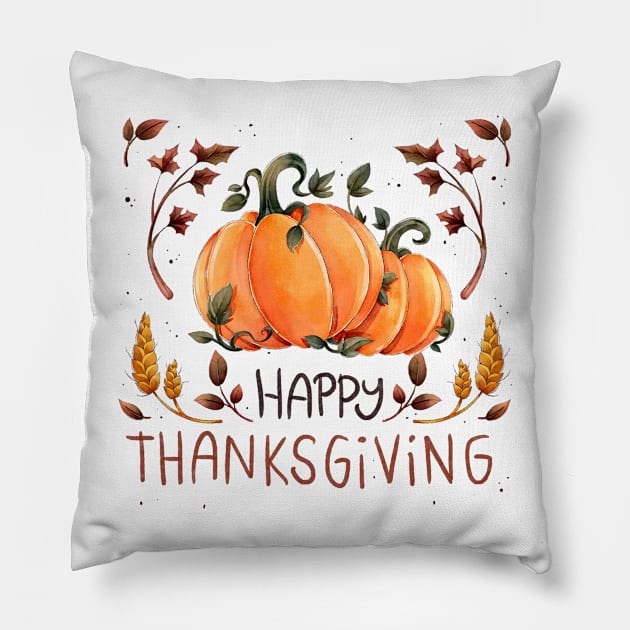 Happy Thanksgiving Pillow by Cool Abstract Design