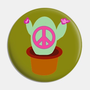 Bold and Bright Peace Sign Cactus Pin