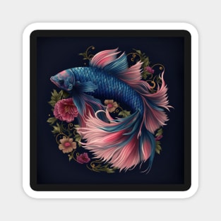 Floral Betta fish Magnet