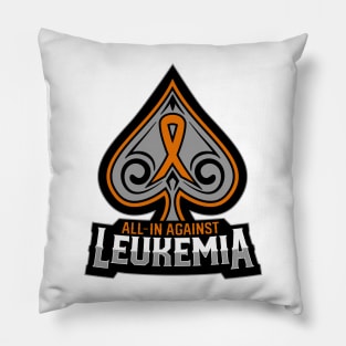 All In Against Leukamia - Orange Poker Charity Ribbon Pillow