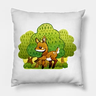 Baby Fawn Watercolor Pillow