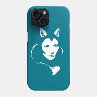Faces - foxy lady on a teal wavey background Phone Case