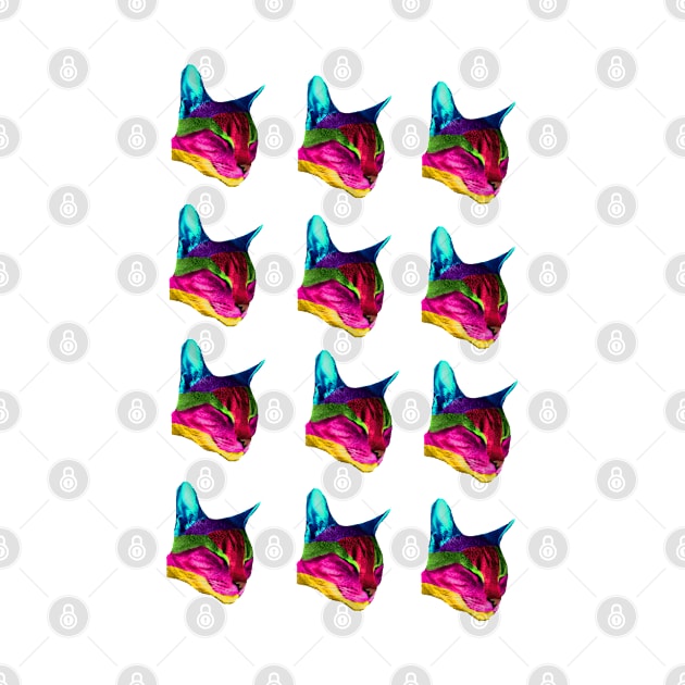 Multicolored Cat Head Pattern by Le Meyer DIGI DESIGNS