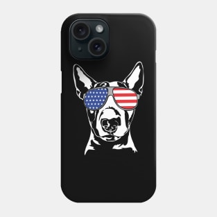 English Bull Terrier dog portrait American Flag sunglasses Phone Case