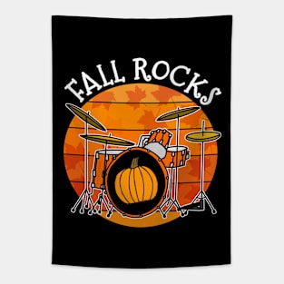 Fall Rocks Drummer Pumpkin Autumn Thanksgiving Tapestry