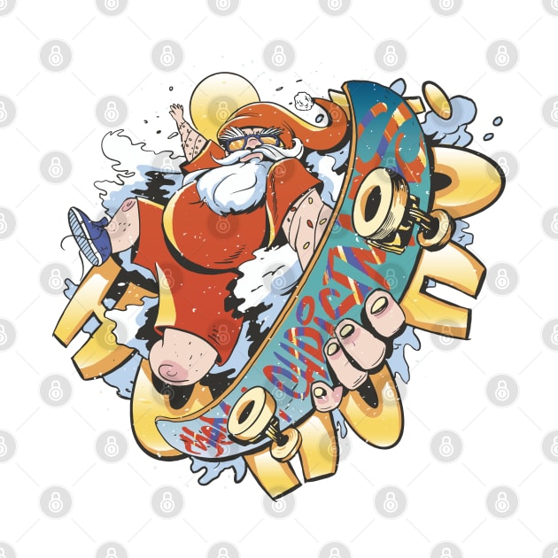 SANTA CLAUS SKATEBOARDING by madeinchorley