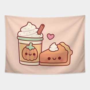 Cute Pumpkin Spice Latte and Pumpkin Pie Tapestry