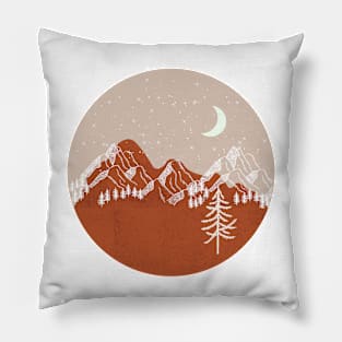 Boho Circle Shape Warm toned landscape Mounted Print Pillow