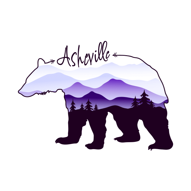 Asheville Blue Ridge Mountains - Black Bear - Purple WB 26 by AVL Merch