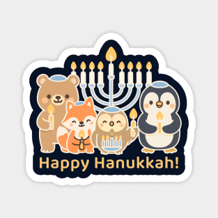 Happy Hanukkah – Cute Animal Menorah Design Magnet