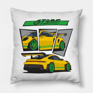 car 911 gt3 rs racing edition detail yellow green Pillow