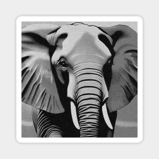 Light Gray Monochrome Elephant Digital Portrait (MD23Ar035b) Magnet