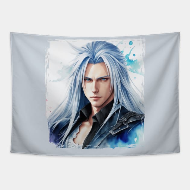 Watercolor of Sephiroth from Final Fantasy Tapestry by Tiago Augusto