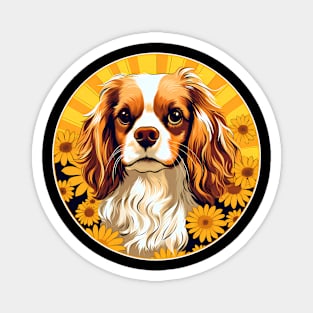 Cavalier King Charles Spaniel Mountain Flower Cute Colorful Puppy Dog Magnet