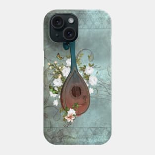 Wonderful elegant lute with flowers and celtic knot Phone Case