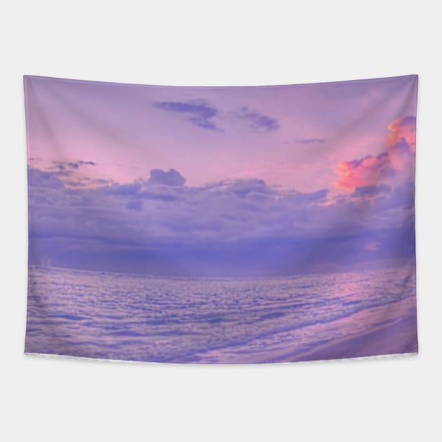 Purple Beach And Ocean Tapestry by deadright