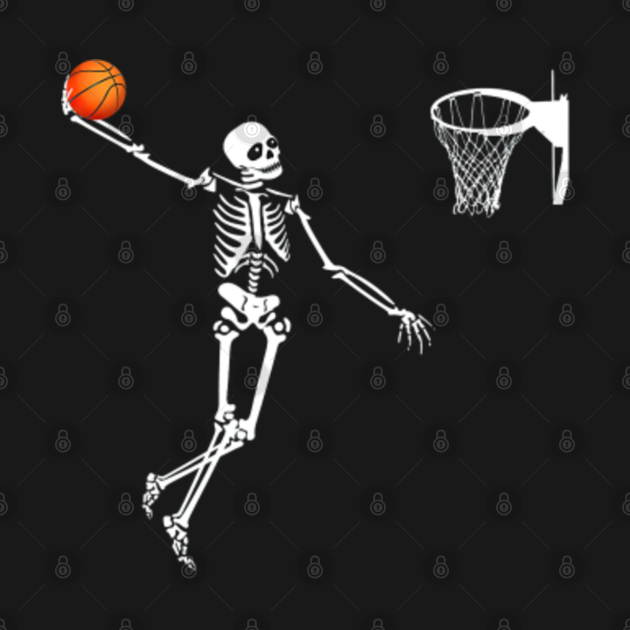 Basketball Skeleton Halloween Design Art-Dunking Skeleton - Basketball ...