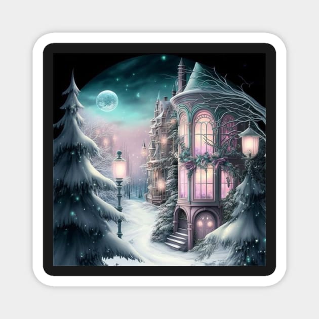 Christmas Wonderland Fairytale Magnet by AICreateWorlds