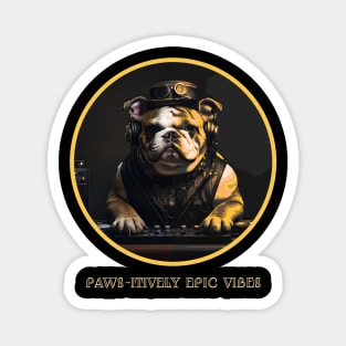 PAWS-ITIVELY EPIC VIBES DOG MIXING MUSIC DRESSED IN STEAMPUNK STYLE Magnet