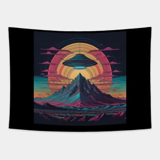 UFO Chronicles Podcast - UFO Glitch Artwork V10 Tapestry