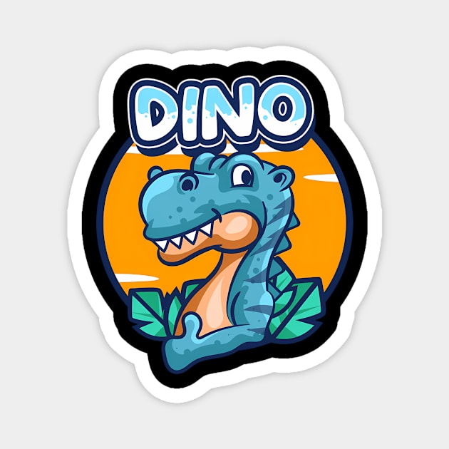 Cute Blue Dino Magnet by OrigamiOasis