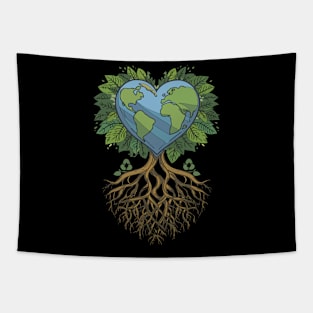 Love Earth Day Heart Environmental Save Our Planet Tapestry