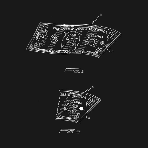 Dollar Bill Money Counterfeit Detecting Method Vintage Patent Drawing by TheYoungDesigns