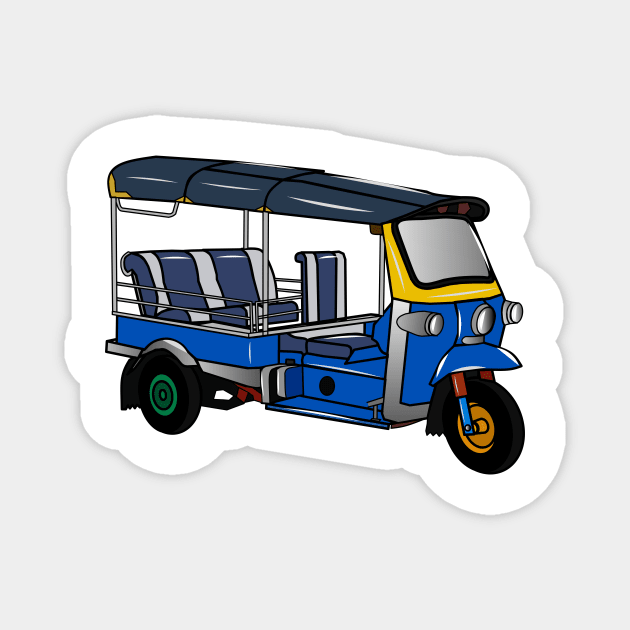 Tuk tuk cartoon illustration Magnet by Miss Cartoon