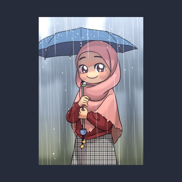 Hijab Girl under the rain by 	 FatharaniYasmin