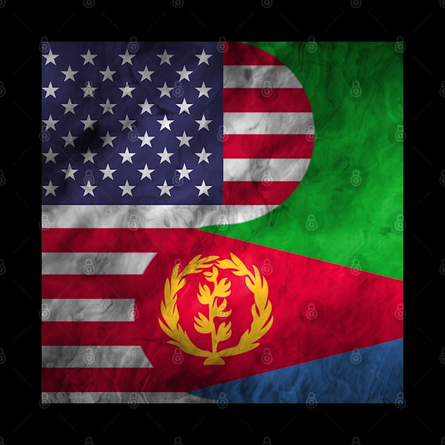 USA and Eritrea Dual Flag Yin Yang Combination by Family Heritage Gifts