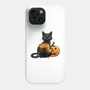 Halloween Black Cat Pumpkin Spice Latte Syrup Creamer Phone Case