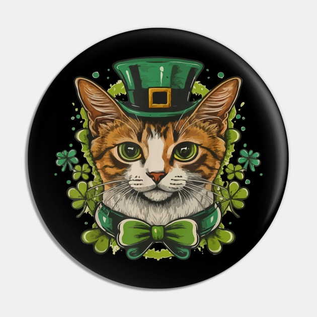 St Patricks Day Cat For Men Women Kids Celebration Cool Pin by elmiragokoryan