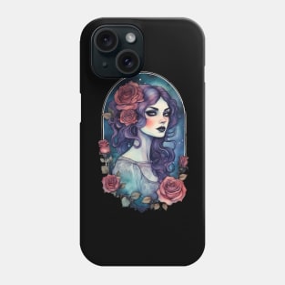 Victorian Gothic Girl with Purple Hair Phone Case