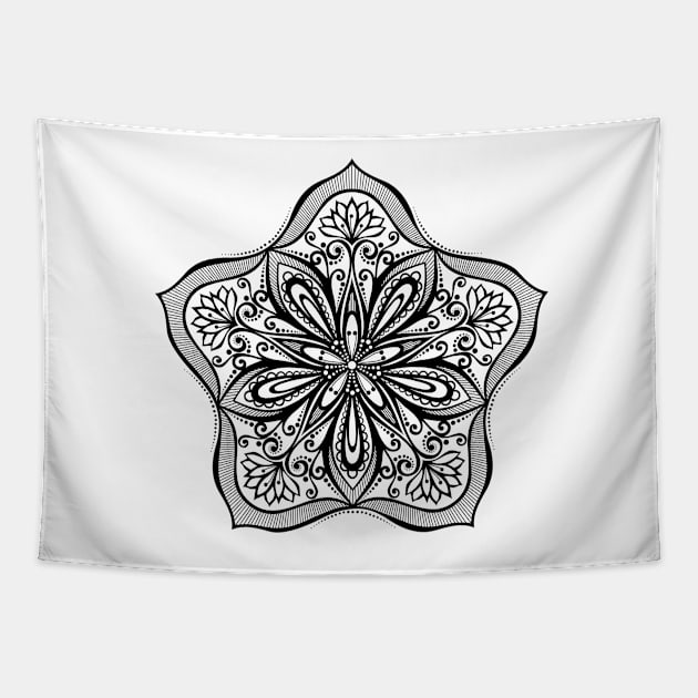 Black and White Print of Exotic Star Fish Tapestry by lissantee