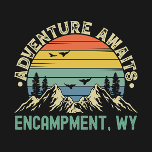 Encampment, Wyoming - Adventure Awaits - Encampment, WY Vintage Sunset T-Shirt